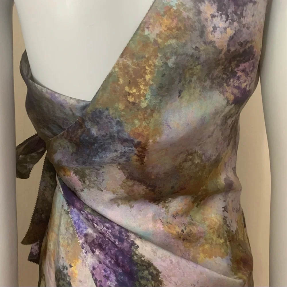NWT SACHIN + BABI Silk Monet Ankasa Vickie Dress One Shoulder Wrap Pastel Size 4 - Picture 13 of 16